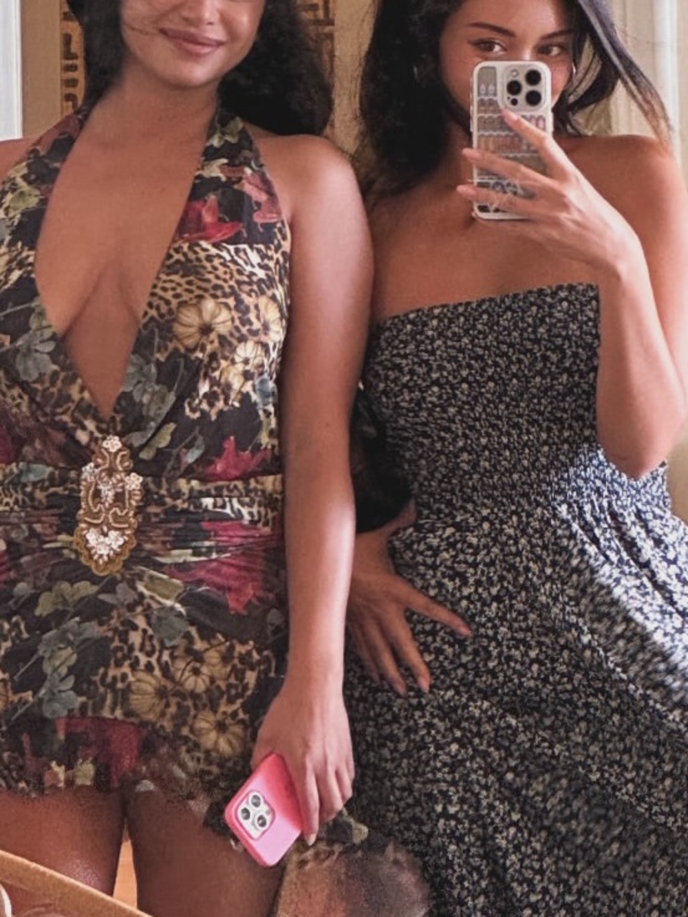 Cindy Plunge Mini Dress in Floral